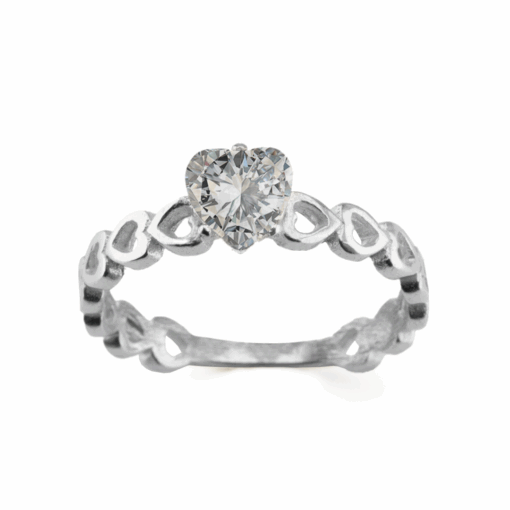 ANILLO SOLITARIO CORAZON PIEDRA CENTAL