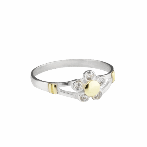 ANILLO SOLITARIO FLOR CON PIEDRAS