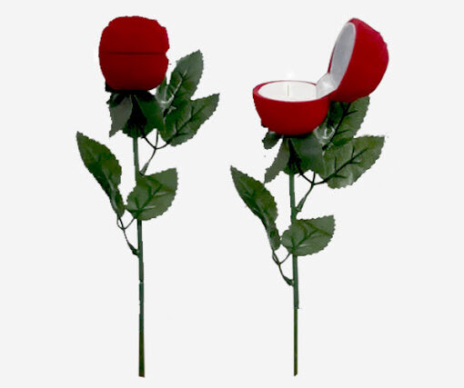 Estuche Rosa Con Tallo Para Anillo de Pana