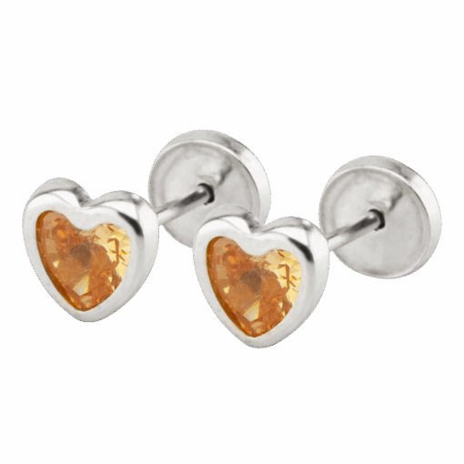 PAR DE AROS CORAZON GRANDE PIEDRA CUBIC