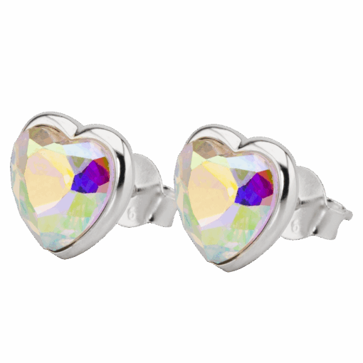 AROS CORAZON CON PIEDRA CRISTAL