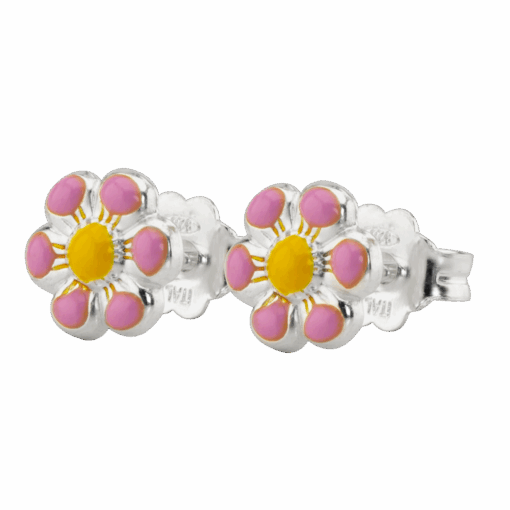 AROS FLOR MARGARITA ESMALTADA