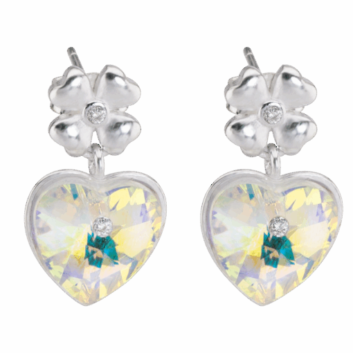 AROS COLGALTE CRISTAL SWAROVSKI CORAZON CON FLOR