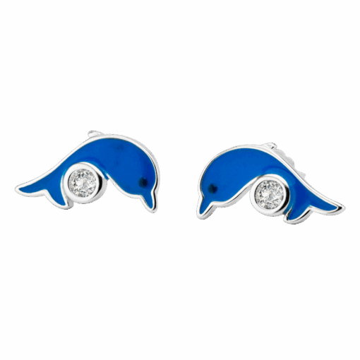 AROS DELFIN ESMALTADO CON PIEDRA