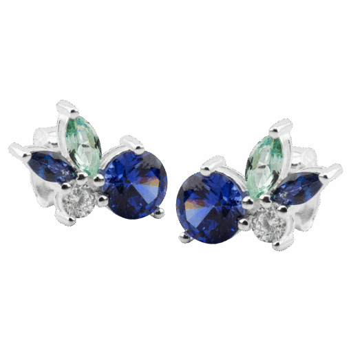 AROS FLOR CON PIEDRAS AZULES