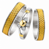 Alianzas Rombitos Plata 950 Y Oro 18K Con Anillo Flor
