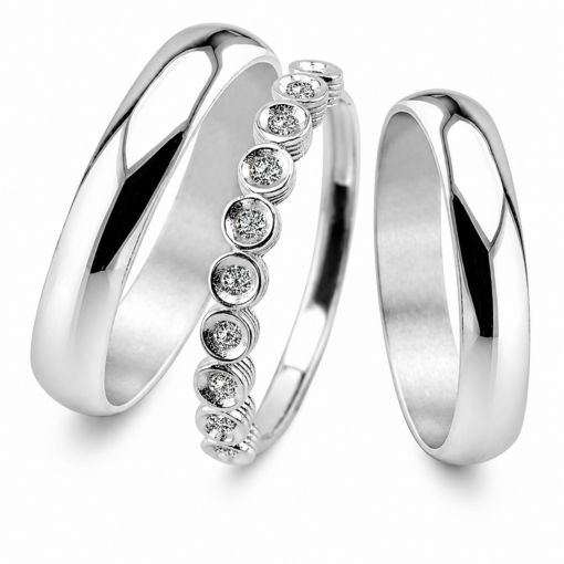 Par Alianzas Media Caña 4mm Plata 950 Con Anillo Medio Sin Fin