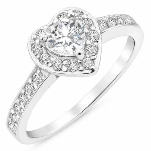 Anillo Solitario Corazón Plata 925