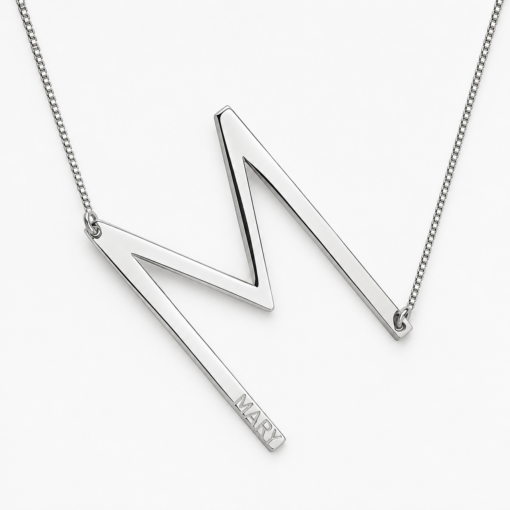 Cadena Con Dije Inicial / Letra Plata 925 Con Nombre Personalizado