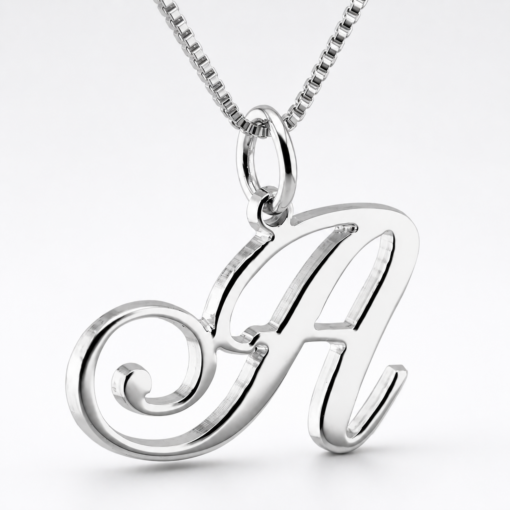 Cadena Con Dije Inicial / Letra Cursiva Plata 925