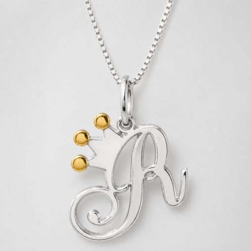 Cadena Con Dije Inicial / Letra Y Corona De Plata Y Oro