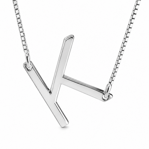 Cadena Con Dije Inicial / Letra Imprenta Mediano Plata 925