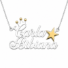 Cadena Con Dije Doble Nombre Corona Y Estrella Plata Y Oro