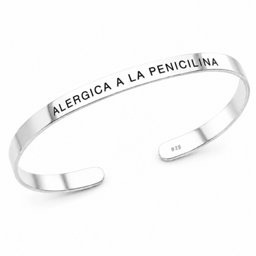 Pulsera Media Esclava 7mm Plata 925 Con Grabado Personalizado