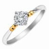 Anillo Solitario Piedra Central Plata 925 Y Oro 18k