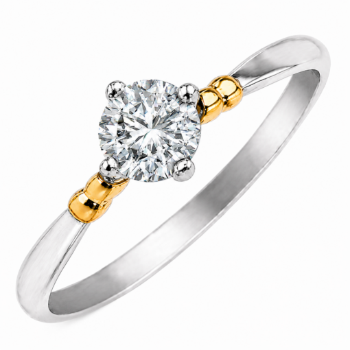 Anillo Solitario Piedra Central Plata 925 Y Oro 18k
