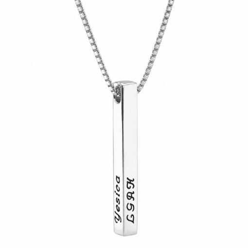 Cadena Con Dije Barrita Plata 925 Grabado Personalizado