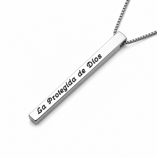 Cadena Con Dije Barra 4cm Plata 925 Grabado Personalizado