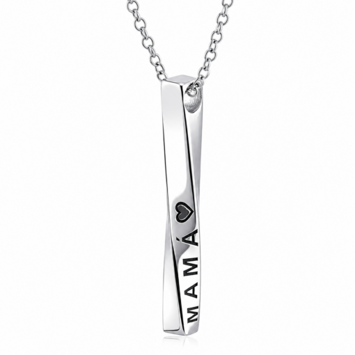 Cadena Con Dije Barra Retorcida Plata 925 Grabado Personalizado