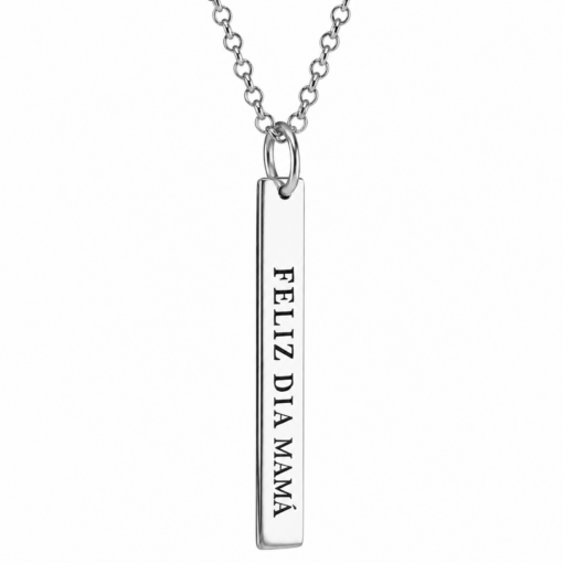 Cadena Con Dije Barra Plana Plata 925 Grabado Personalizado
