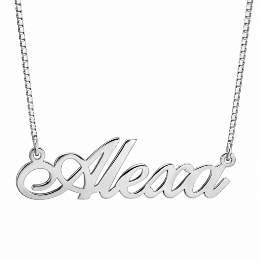 Cadena Y Dije Nombre Calado Cursiva De Plata 925
