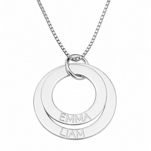 Cadena Con Dije 2 Argollas Grabado Nombres Plata 925