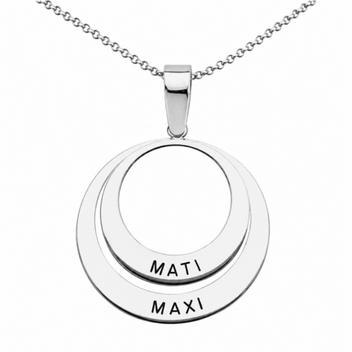 Cadena Y Dije 2 Argollas Mayor Menor Plata 925 Con Grabado Nombres