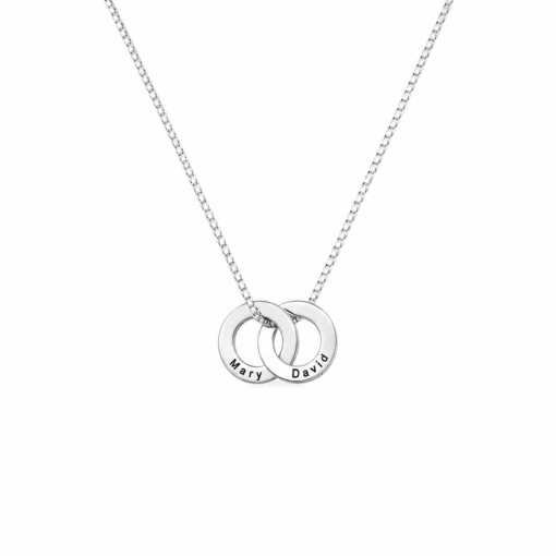Cadena Con Dije 2 Mini Argollas Estilo Ruso Grabado Nombres Plata 925