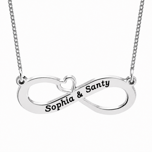 Cadena Con Dije Infinito Corazon Grabado Personalizado Plata 925