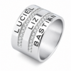 Anillo Triple Puente De Plata 925 Con Piedras Y Grabado Personalizado