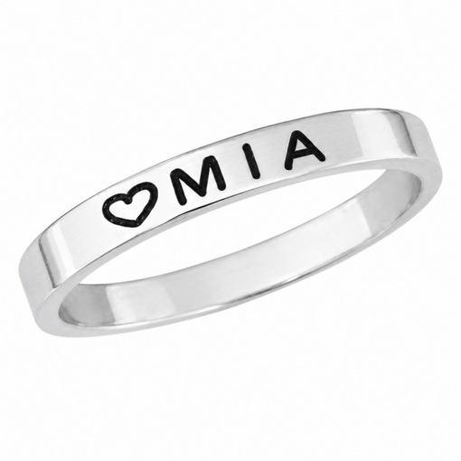 Anillo Cinta 3mm De Plata 925 Con Grabado Externo Personalizado