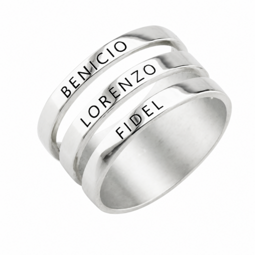 Anillo Triple Puente De Plata 925 Con Grabado Personalizado
