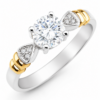 Anillo Solitario Piedra Central Plata 925 Y Oro 18k
