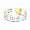 Anillo Inicial Y Corazón De Plata 925 Y Oro 18k