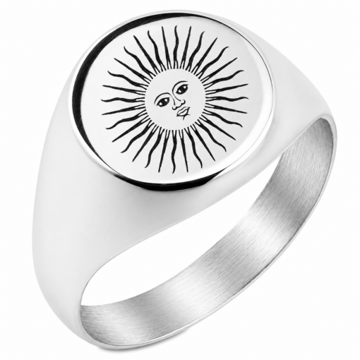 Anillo Sello Sol Plata 925