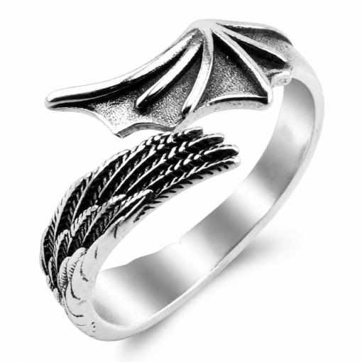 Anillo Alas Ángel Demonio Plata 925 Murciélago Duki Diablo