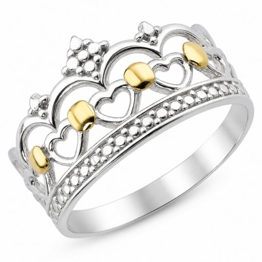 Anillo Corona Reyna Plata 925 Y Oro 18 K